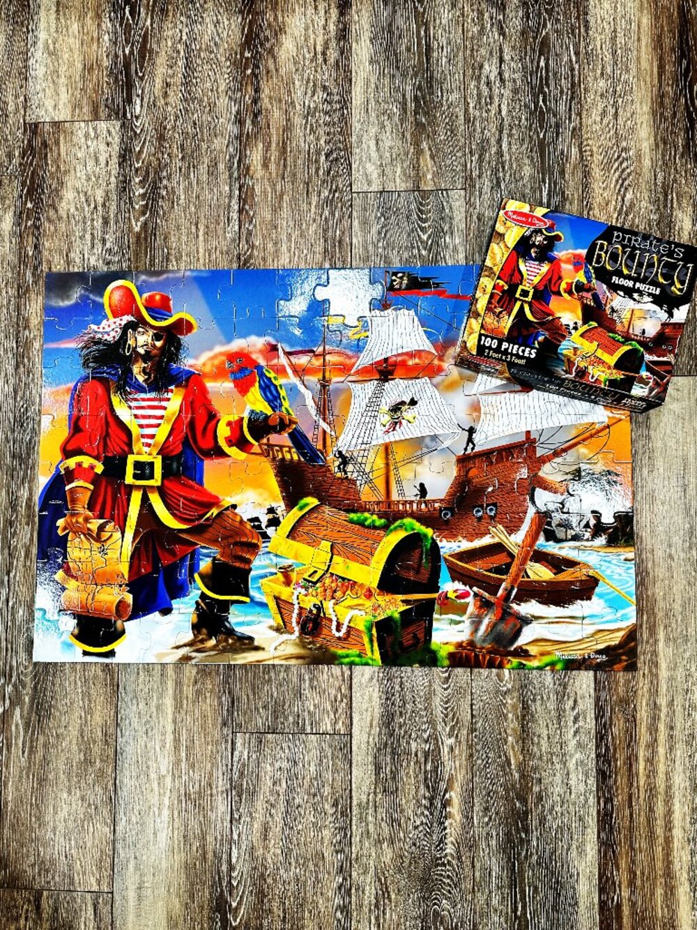 Melissa Doug 100 Piece Floor Puzzle Pirates Bounty 2 x 3 Feet Ages 6+ COMPLETE!
